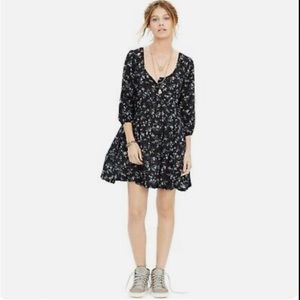Denim & Supply Ralph Lauren Women's Black Floral Babydoll Peasant Dress XS